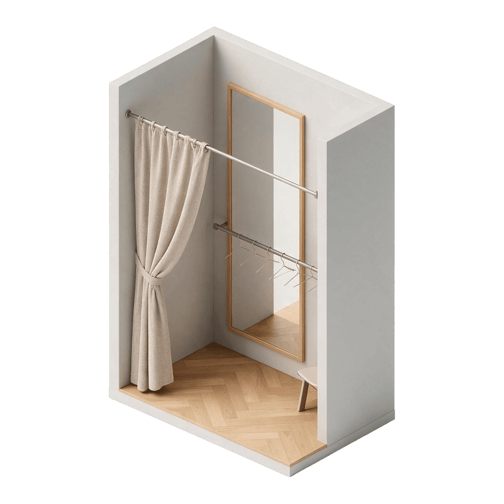 Fitting room, 200 × 160 cm